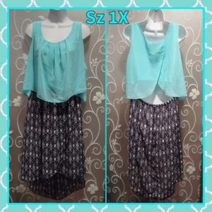 WOMENS SHEER HIGH LOW DRESS SIZE 1X